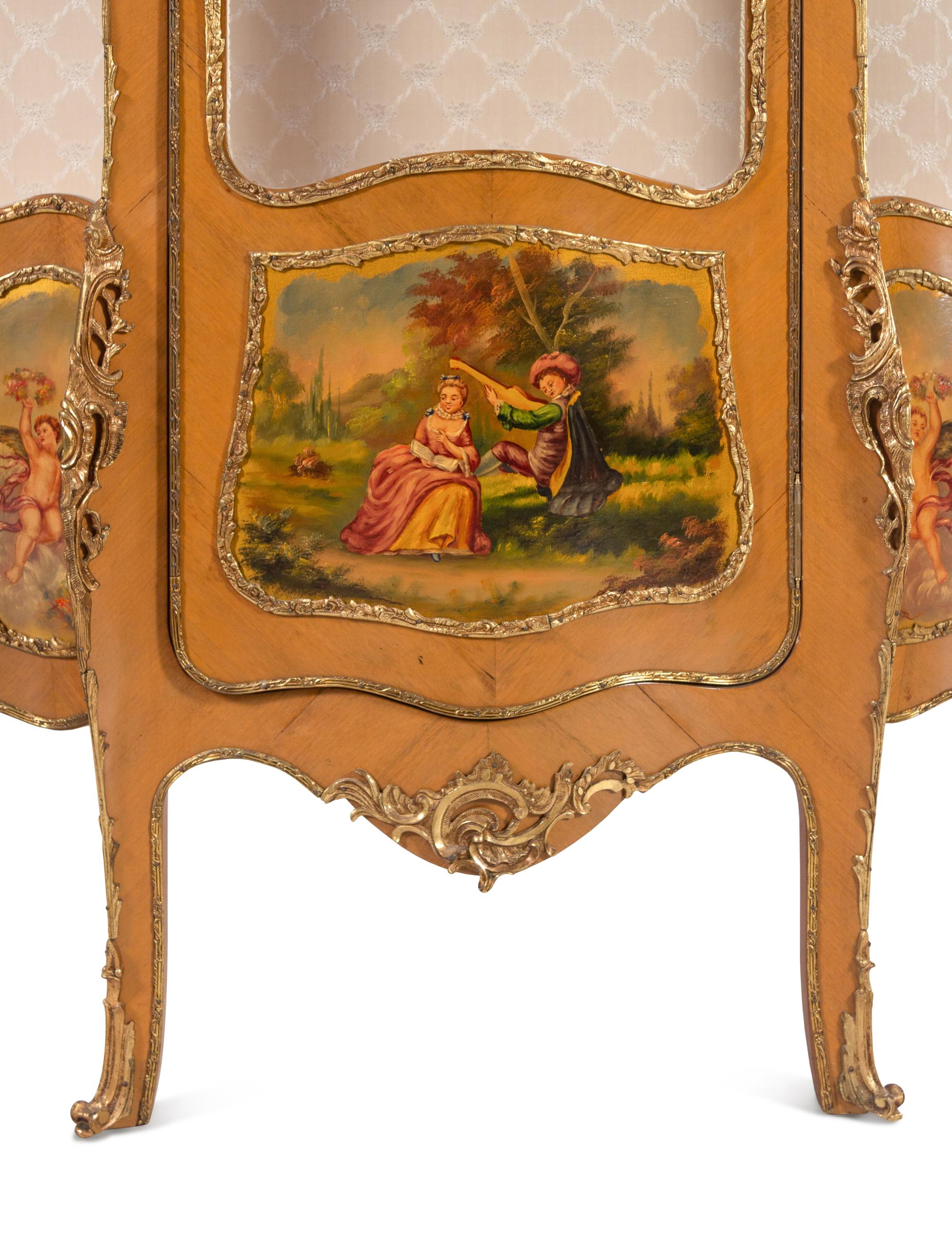 A Louis XV Style Gilt Metal Mounted Painted Vitrine
