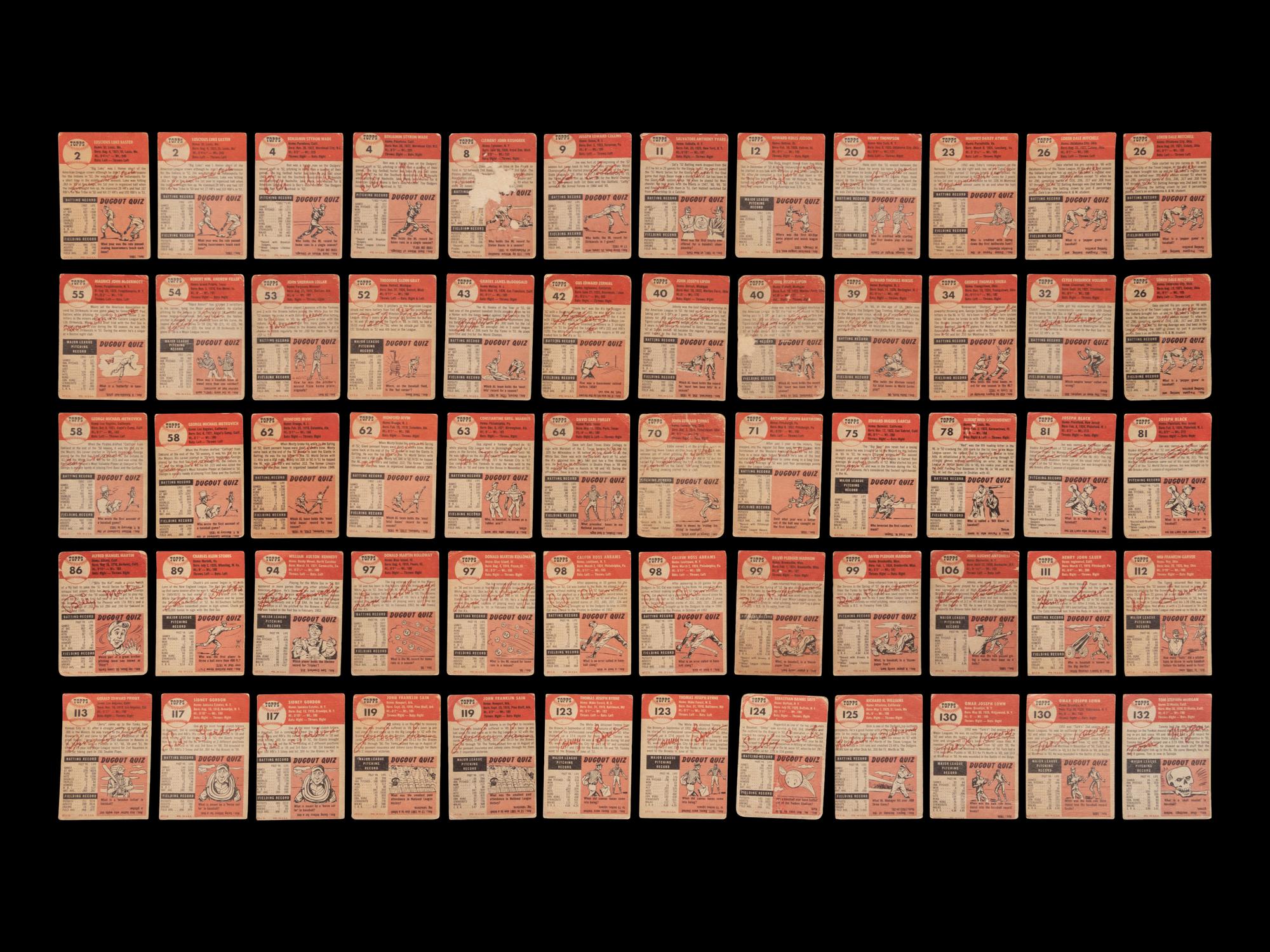 A Group of 95 Assorted 1953 Topps Baseball Cards Including Hall of Famers