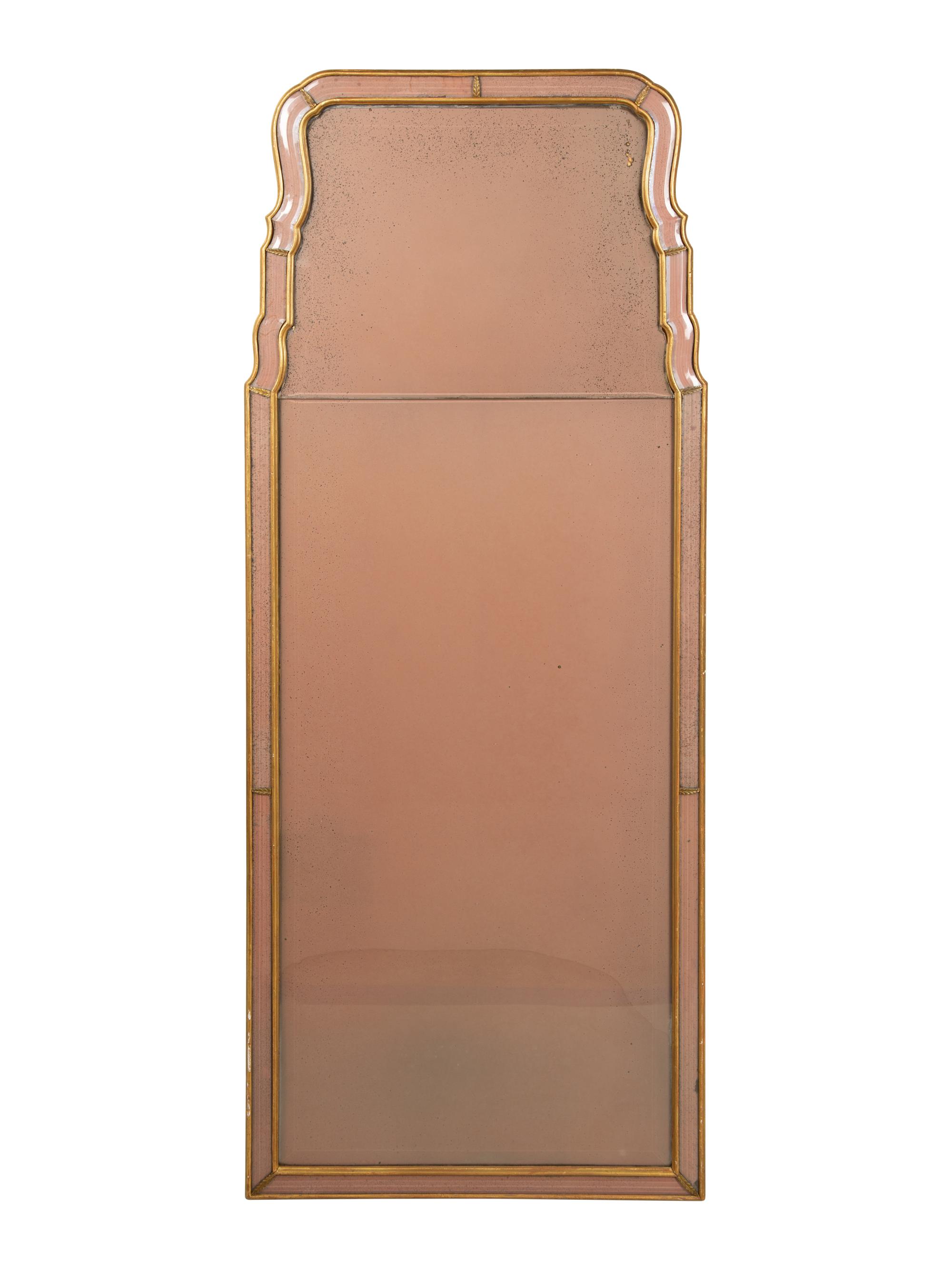 A Friedman Brothers George III Style Rose-Tinted Glass and Giltwood Mirror