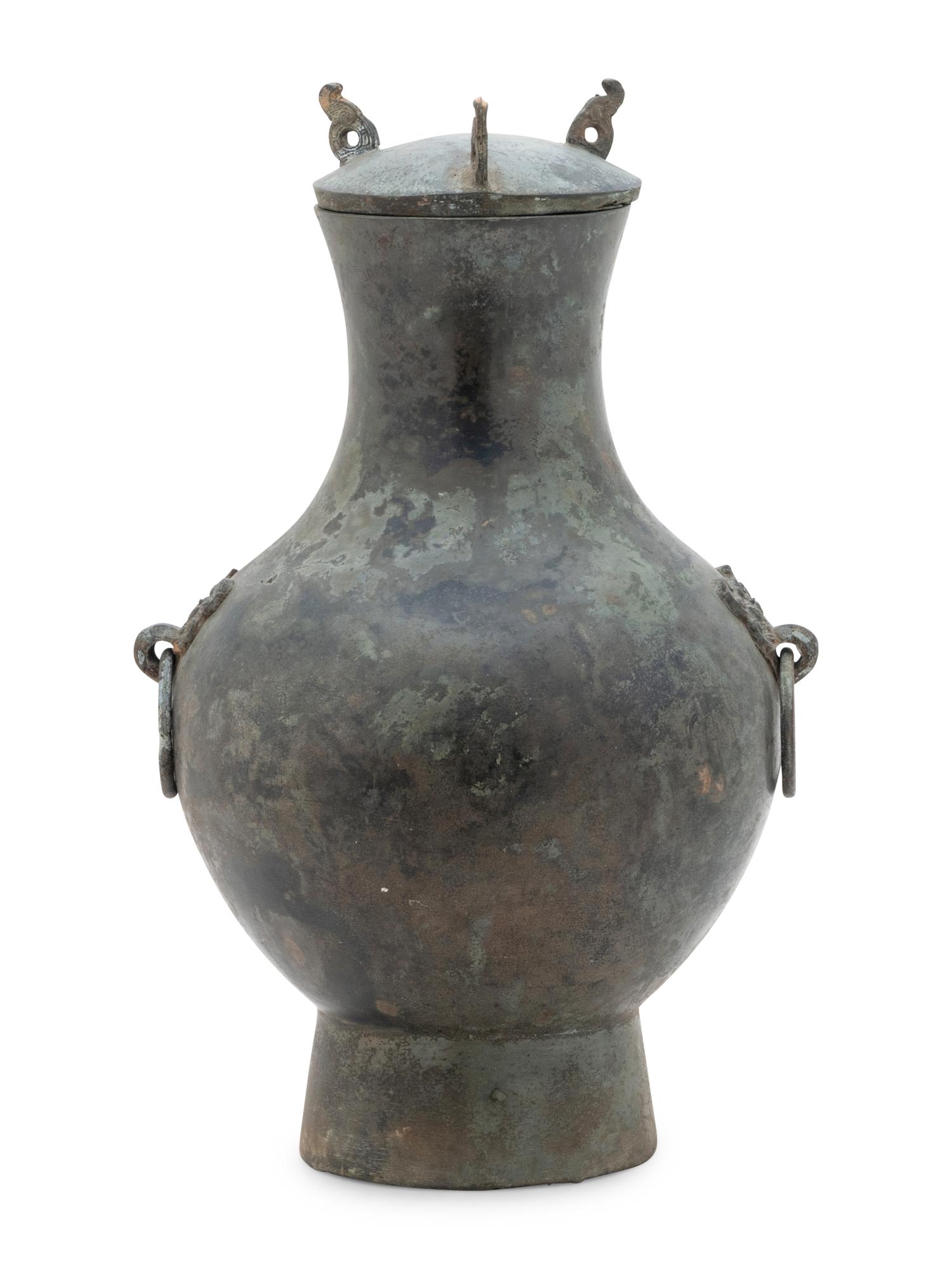 An Archaistic Bronze Hu and Cover
