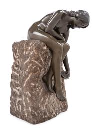 A Continental Patinated Bronze of a Seated Nude