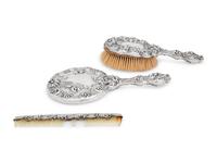 A Silver Three-Piece Dresser Set