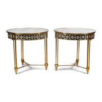 A Pair of Neoclassical Style Bronze and Marble Guéridons