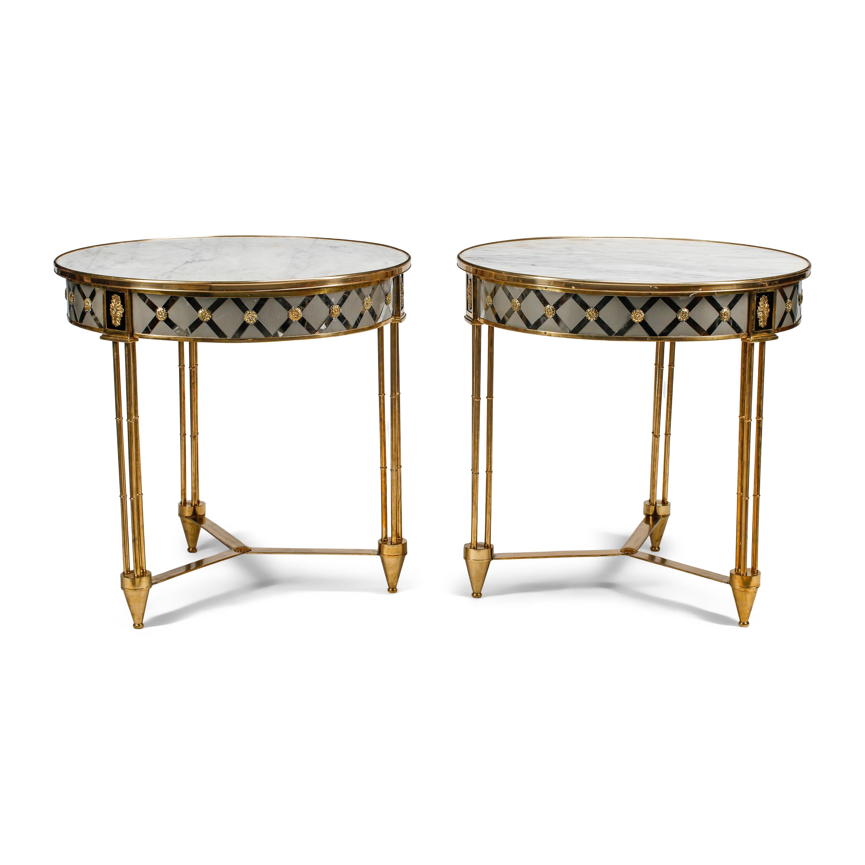 A Pair of Neoclassical Style Bronze and Marble Guéridons