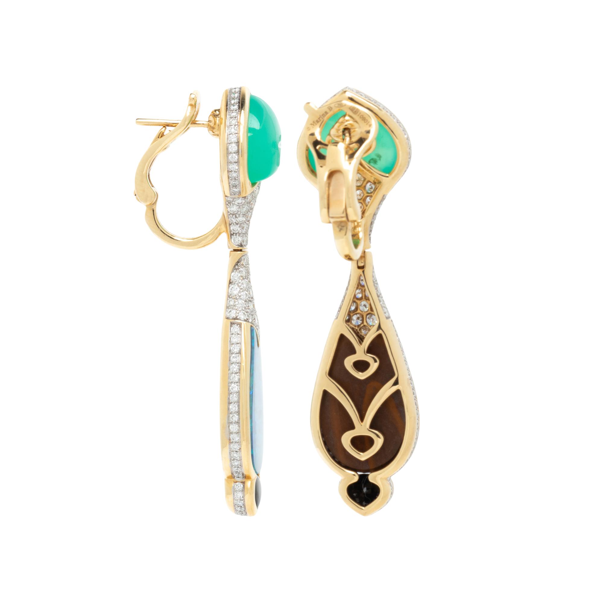 MARINA B., BLACK OPAL, DIAMOND AND MULTIGEM 'FAUNA' EARRINGS
