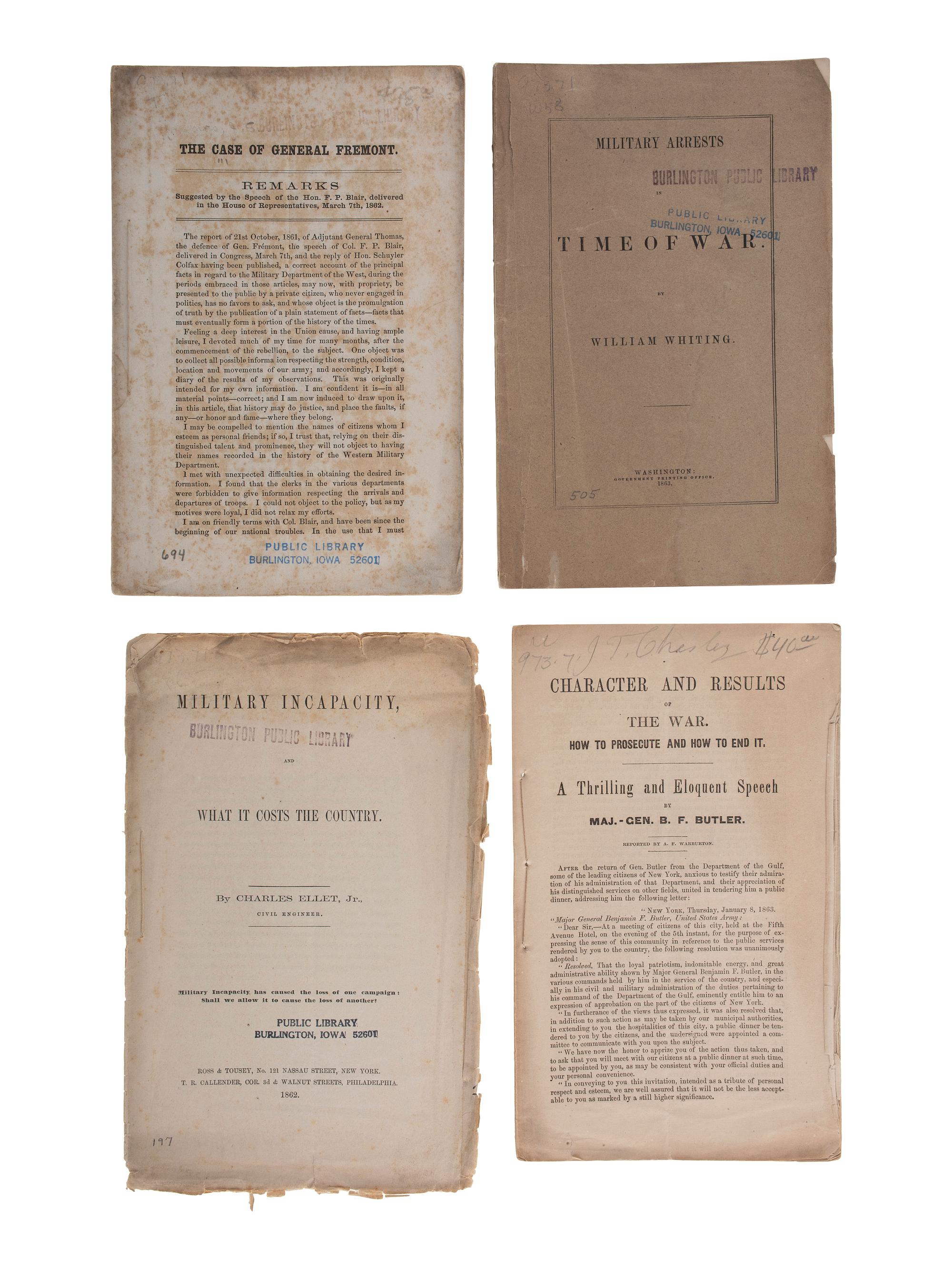 [CIVIL WAR]. A large group of war-era pamphlets on topics including politics, battles, foreign relations, debt, and the draft, comprising: