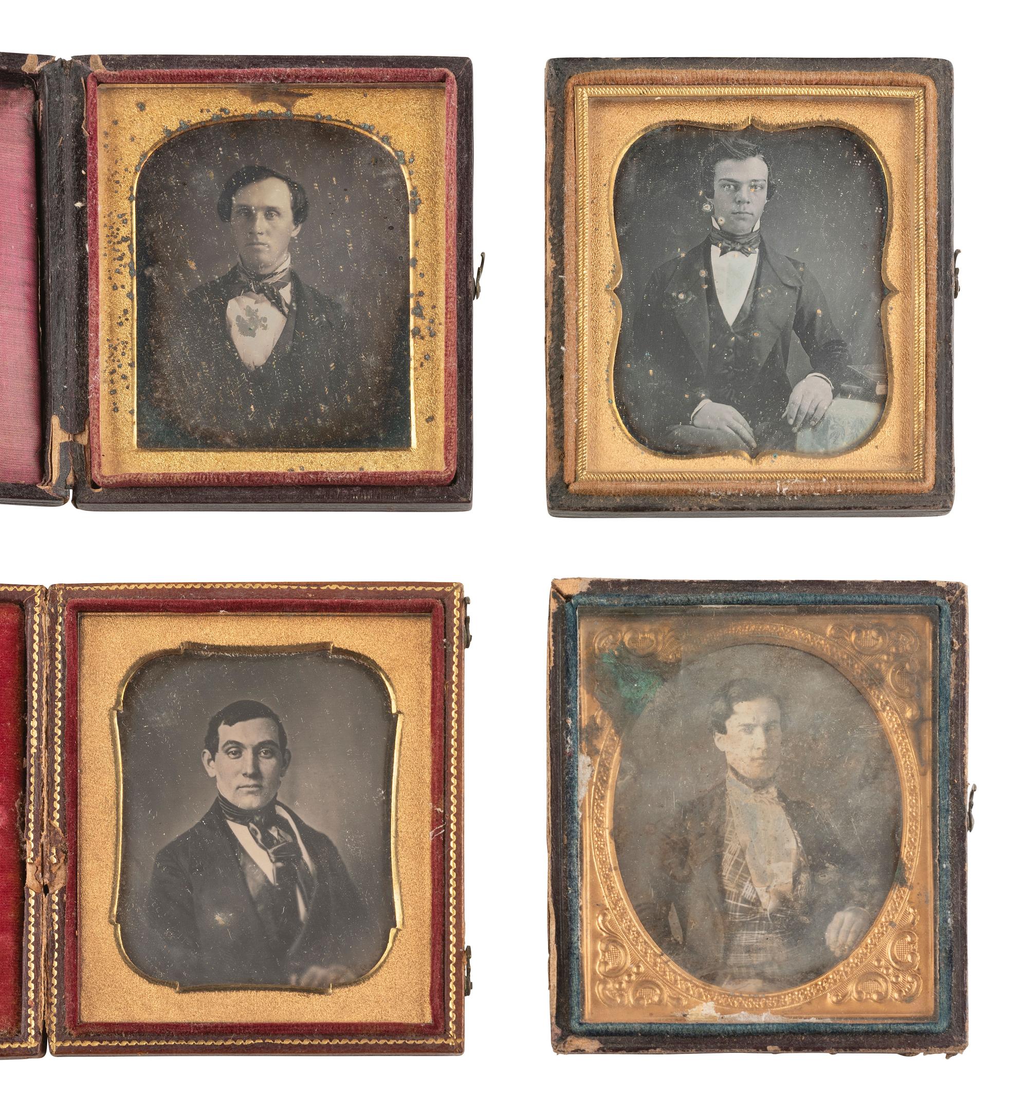 [EARLY PHOTOG.] 30 daguerreotypes of men of varying ages incl. half plate portrait of a painting.
