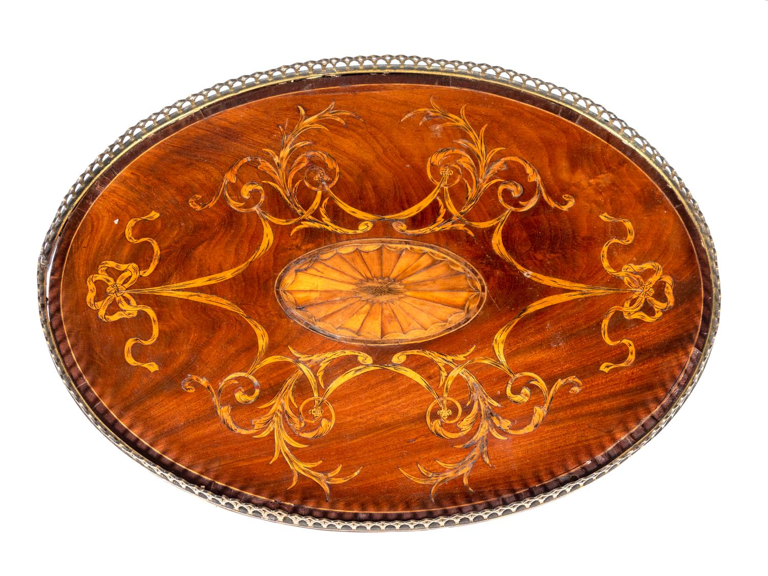 George III Style Marquetry Pedestal Table