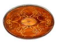 George III Style Marquetry Pedestal Table