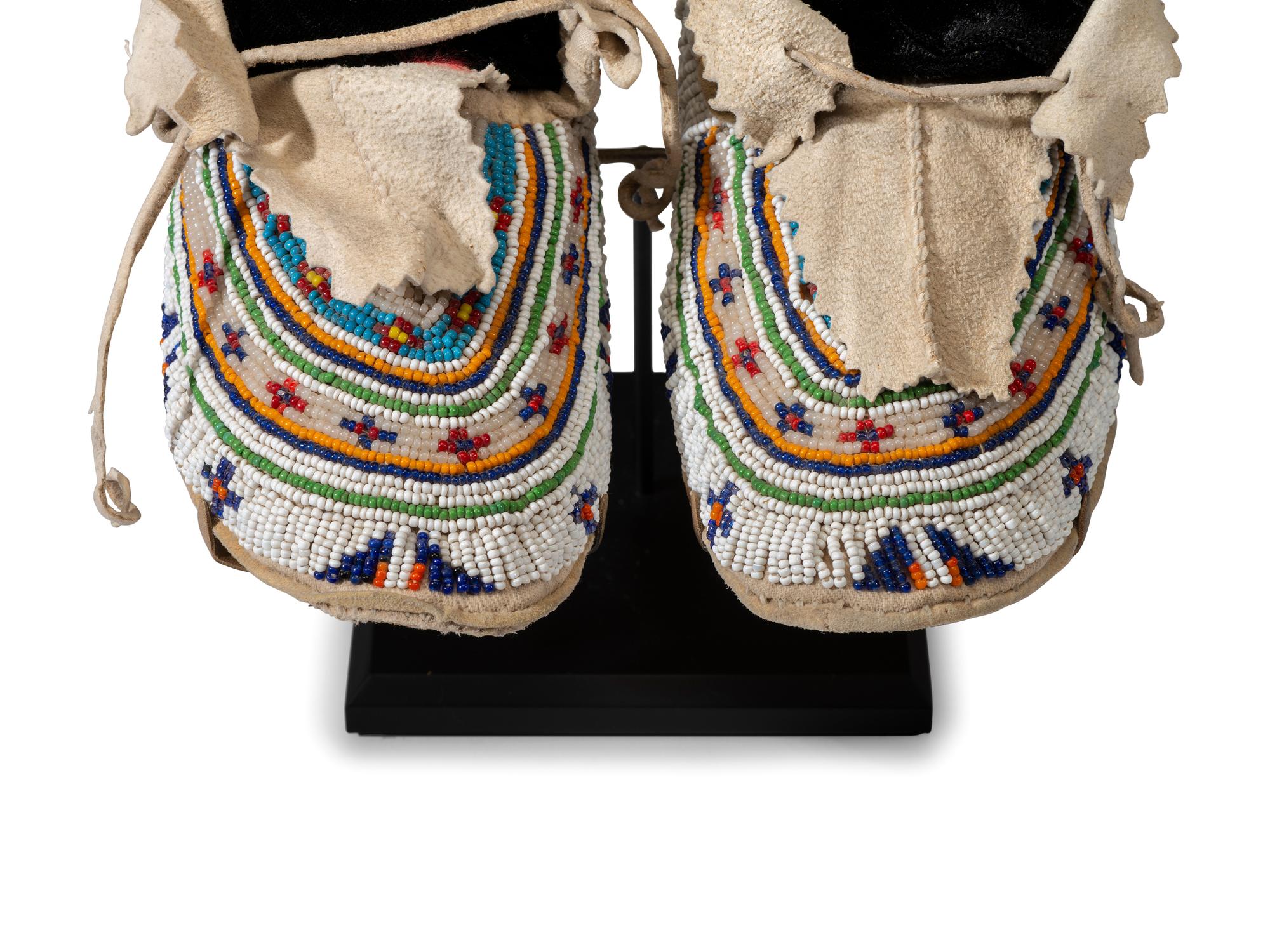 Northern Plains Child's Beaded Hide Moccasins