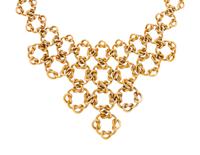FRENCH, YELLOW GOLD BIB NECKLACE