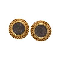 ELIZABETH LOCKE, YELLOW GOLD AND COIN EARCLIPS
