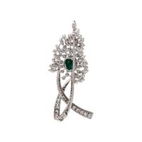 EMERALD AND DIAMOND BROOCH