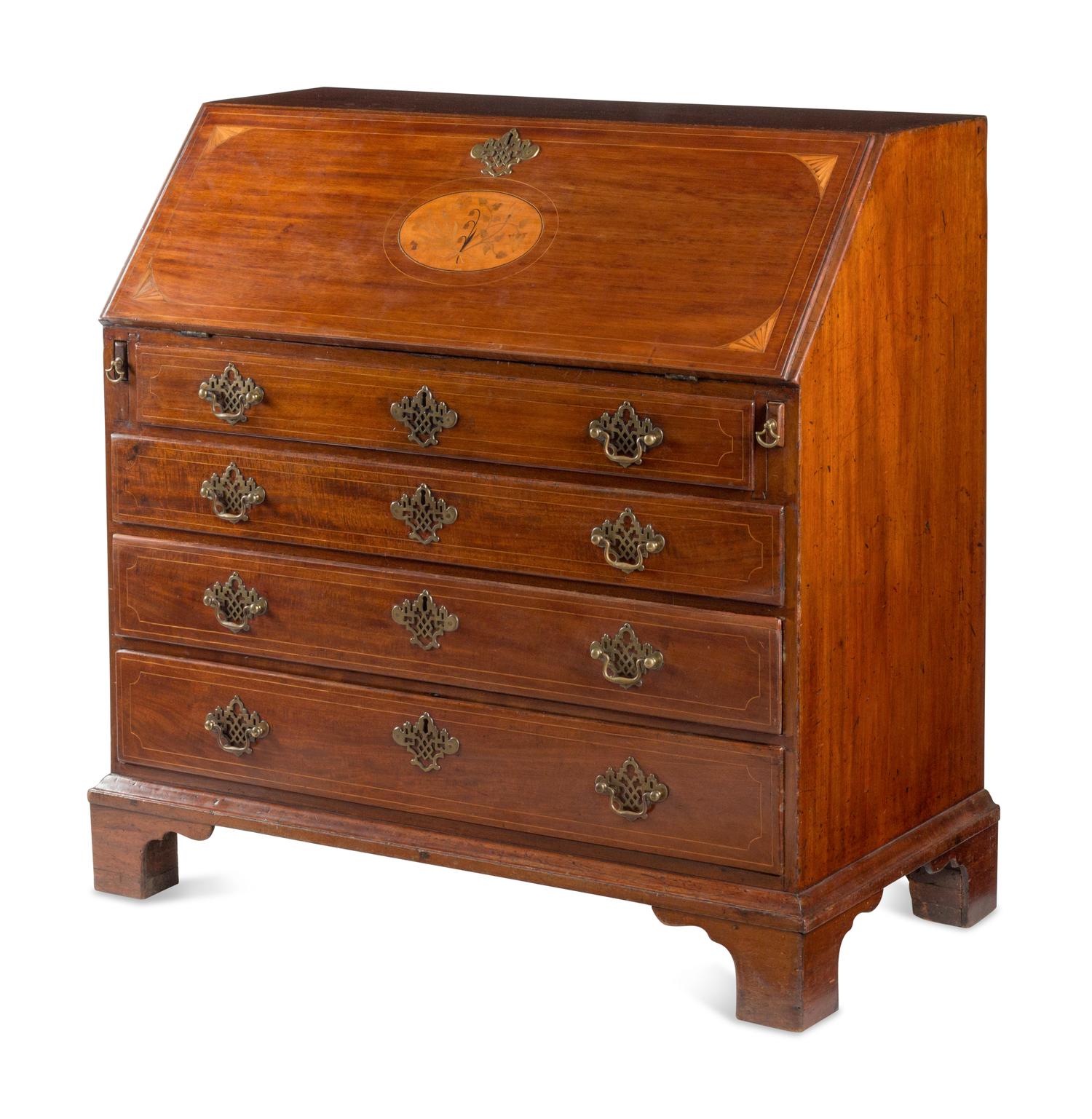 A George III Mahogany Slant-Front Bureau