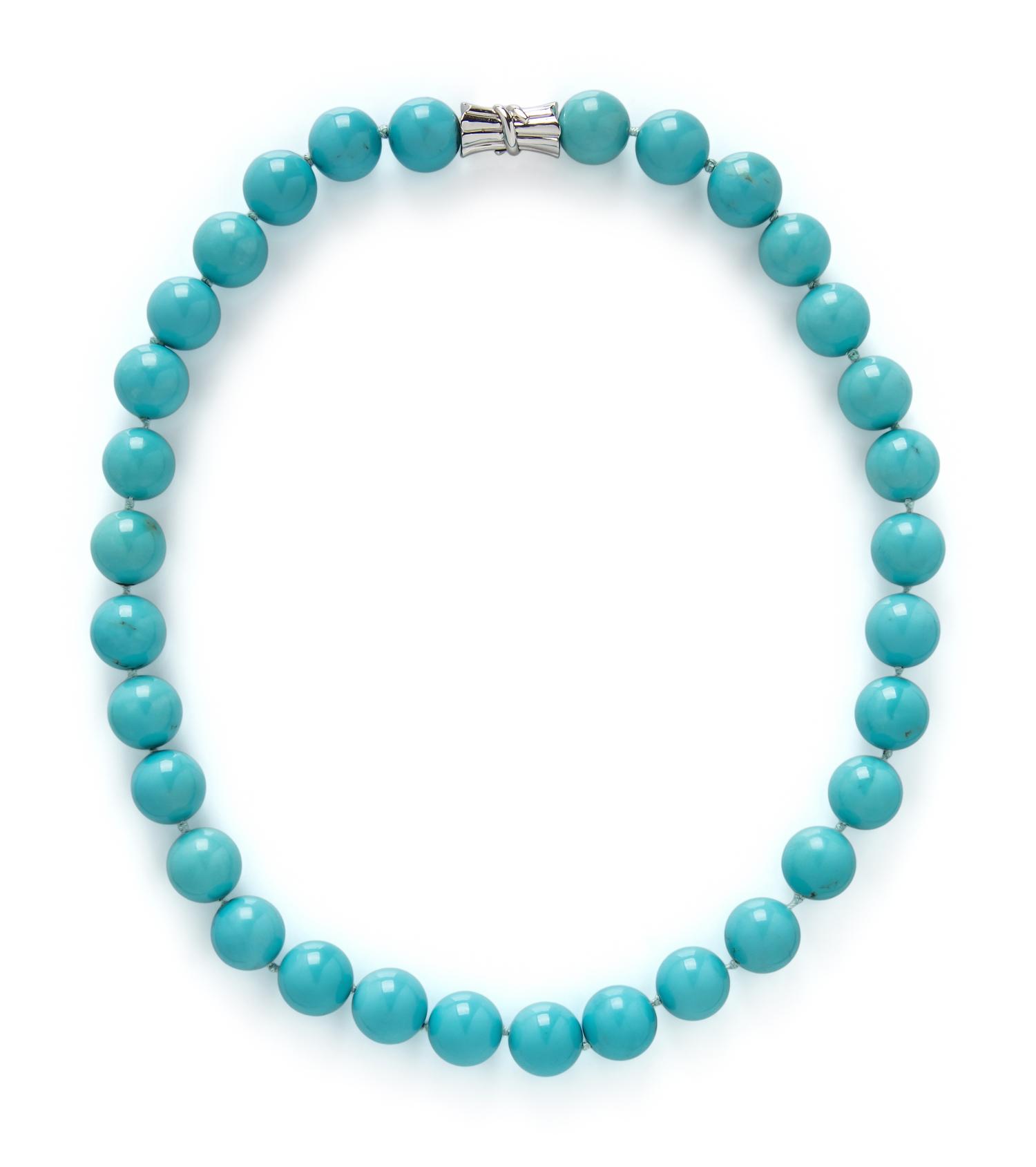 WHITE GOLD AND TURQUOISE BEAD NECKLACE