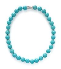 WHITE GOLD AND TURQUOISE BEAD NECKLACE