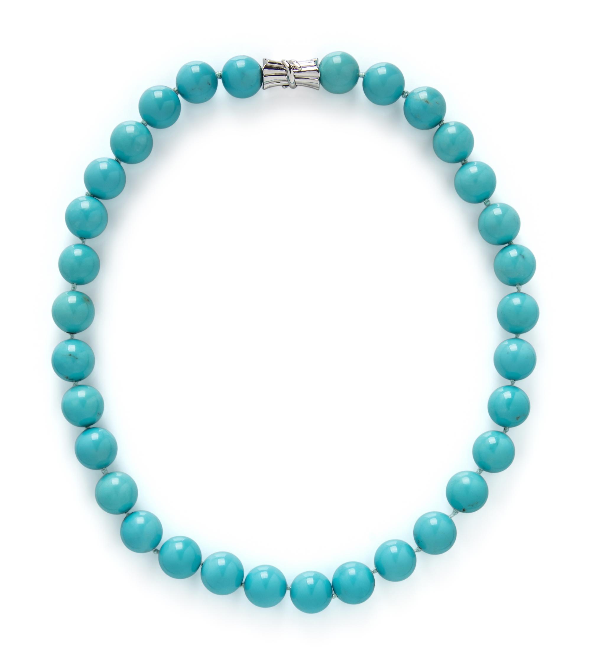WHITE GOLD AND TURQUOISE BEAD NECKLACE