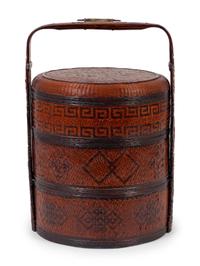 An Asian Style Bamboo Tiered Picnic Basket — MAITLAND SMITH, 20TH CENTURY