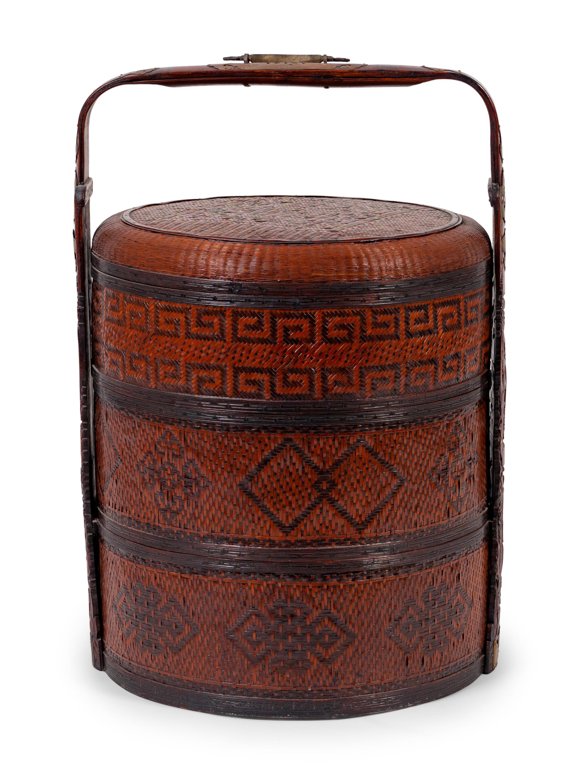 An Asian Style Bamboo Tiered Picnic Basket — MAITLAND SMITH, 20TH CENTURY