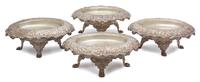 A Group of Four American Silver Oval Tazzas, Tiffany & Co., New York, NY, having repousse borders