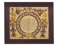 A Fraktur Birth and Baptism Record, Attributed to The Blowsy Angel Artist, Northampton County, Pennsylvania