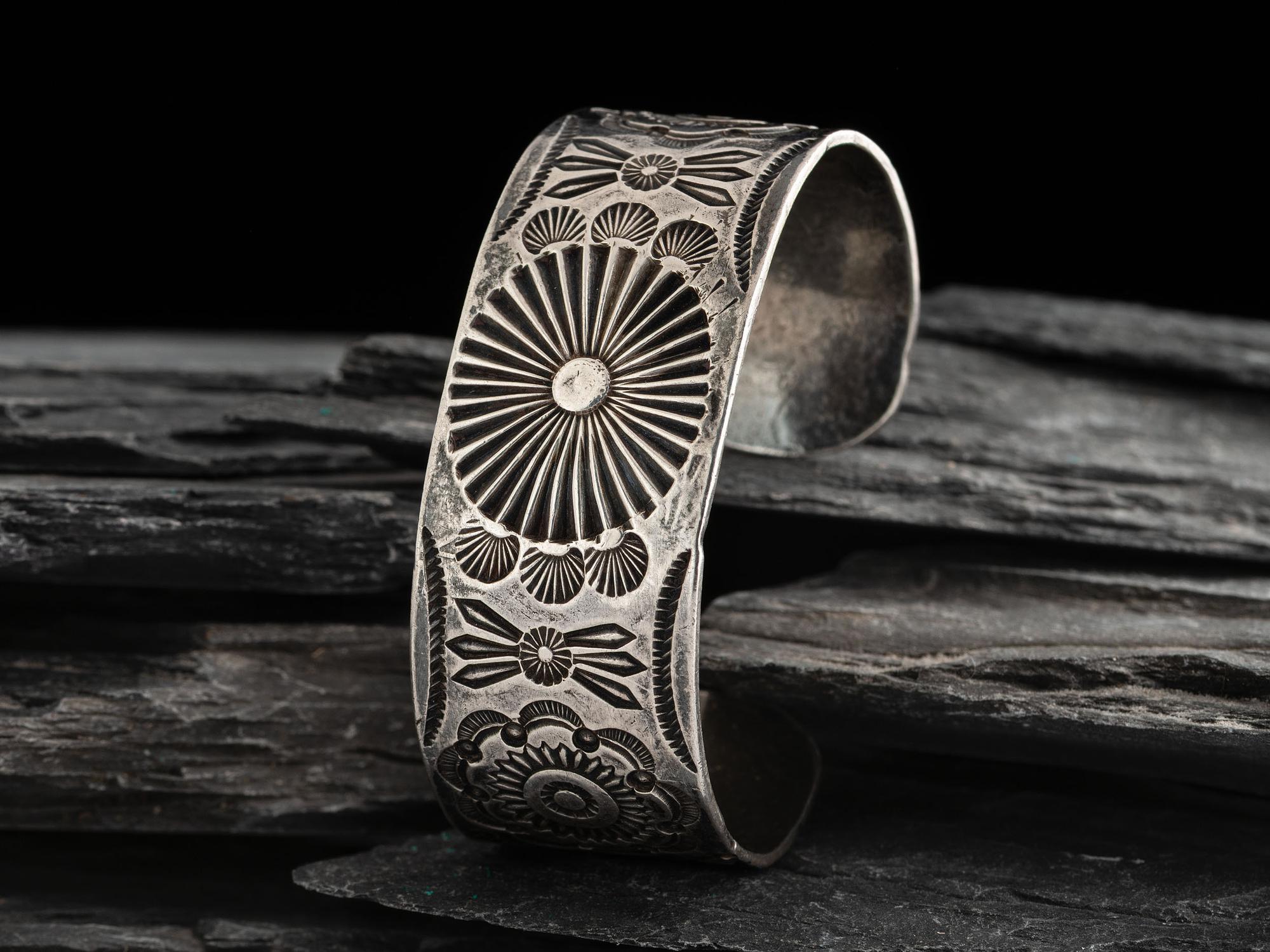Navajo Heavily Stamped Ingot Cuff Bracelet