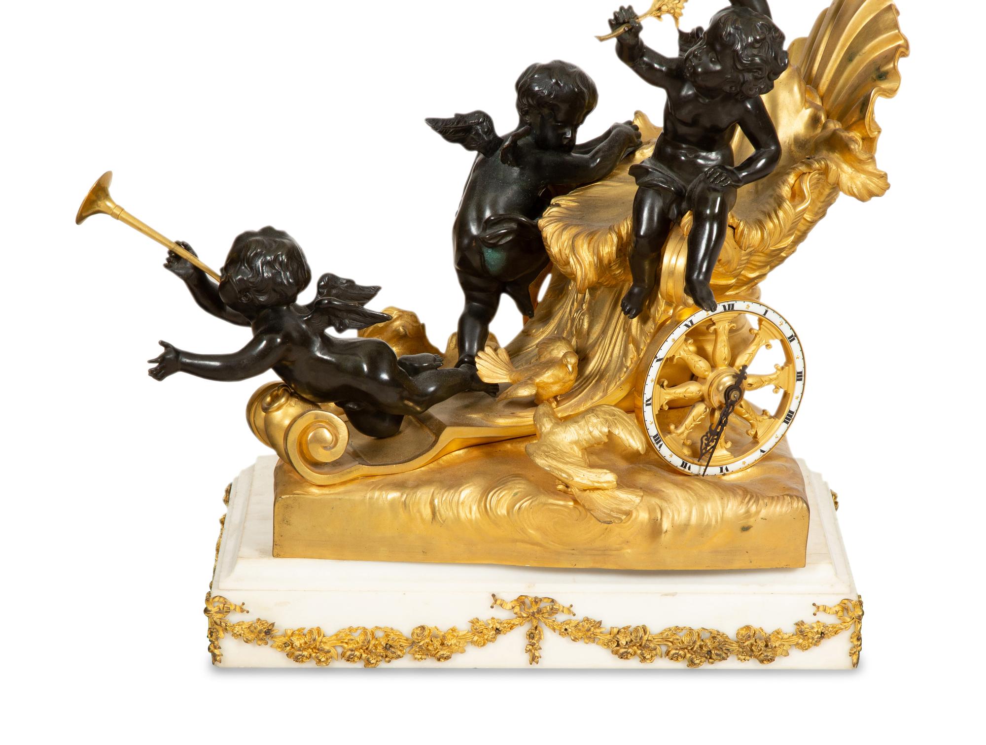 A Raingo Frères Monumental Gilt Bronze Chariot Clock