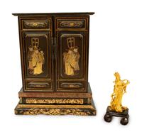 A Chinese Black and Gilt Lacquer Altar Shrine Cabinet — 20TH CENTURY