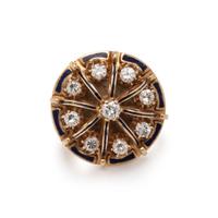 DIAMOND, ENAMEL AND YELLOW GOLD RING