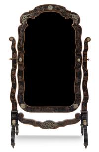 A Louis XV Style Lacquered and Japanned Cheval Mirror Height 67 x width 40 inches. — EARLY 20TH CENTURY
