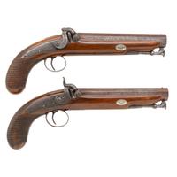 Cased Pair of Carbine Bore Percussion Pistols by Rigby