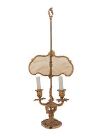 A Louis XV Style Gilt Bronze Two-Light Candelabrum Mounted as a Lamp