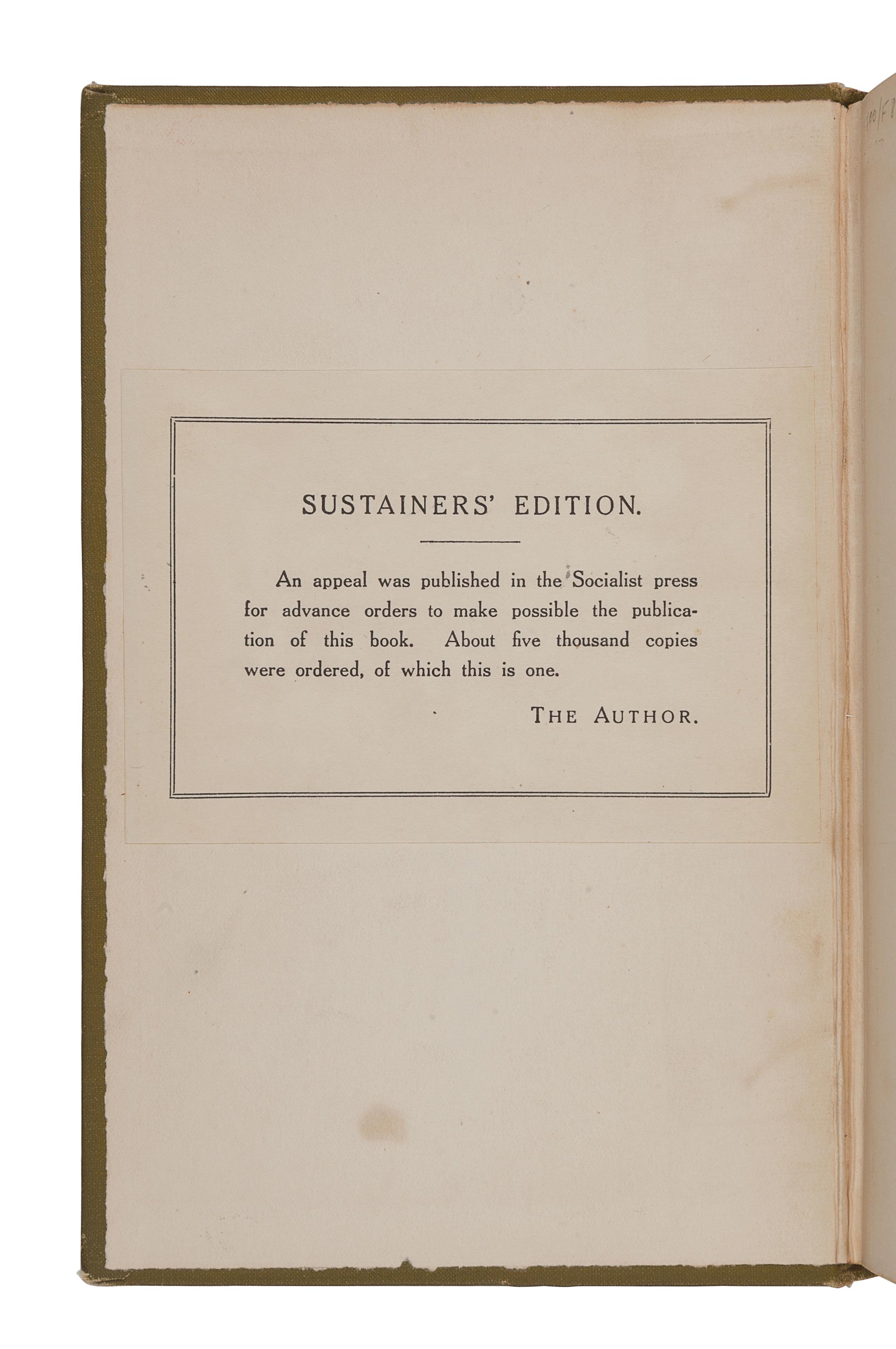 SINCLAIR, Upton (1878-1968). The Jungle . New York: The Jungle Publishing Co., 1906.
