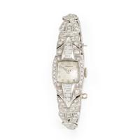 HAMILTON, ART DECO, DIAMOND AND PLATINUM WATCH