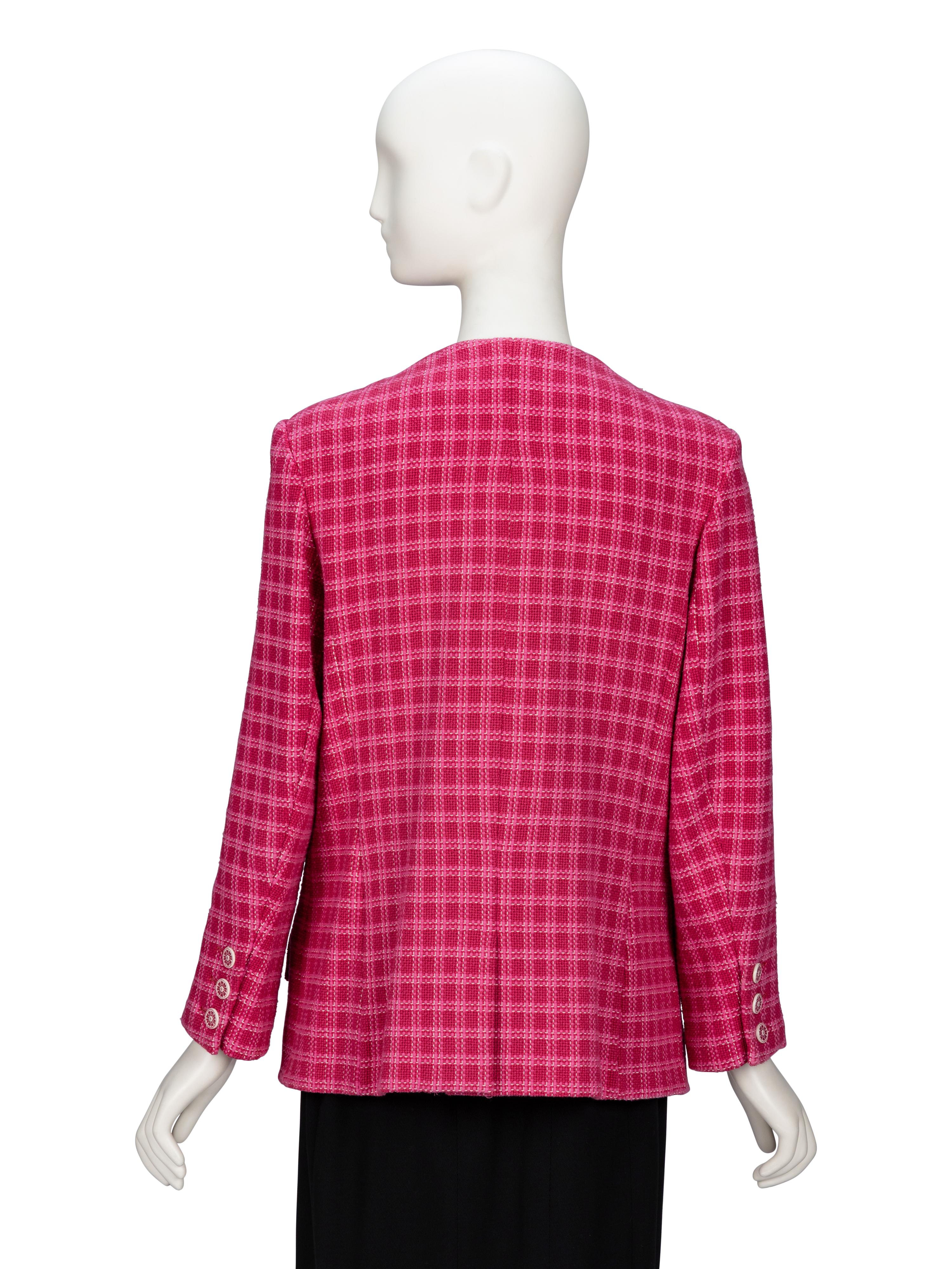 Chanel, Raspberry Plaid Tweed Blazer