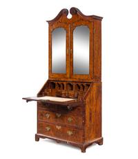 A George I Burr Yew Wood Secretary Bookcase