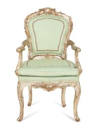A Venetian Silvered Open Armchair