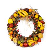 A Pair of Faux Fruit and Vegetable-Decorated Wreaths