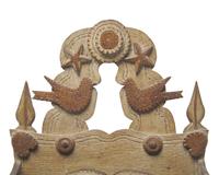 A Star, Fish, and Heart-Carved and Painted Wall Pocket