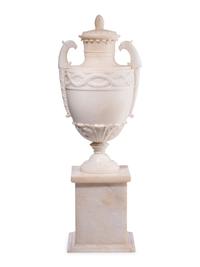 A Pair of Italian Alabaster Urns and Covers