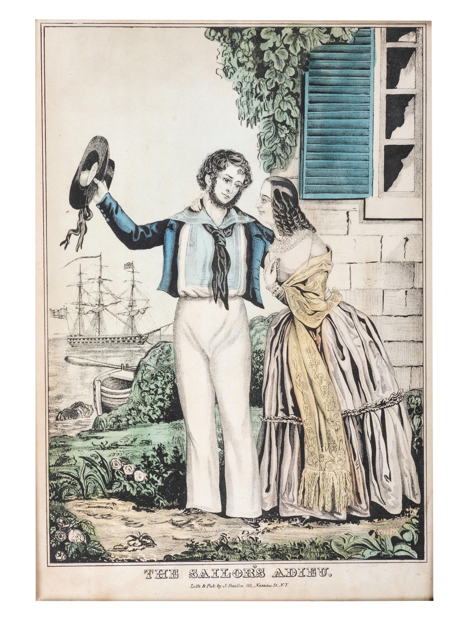 A ' Sailor's Adieu ' Hand Colored Lithograph