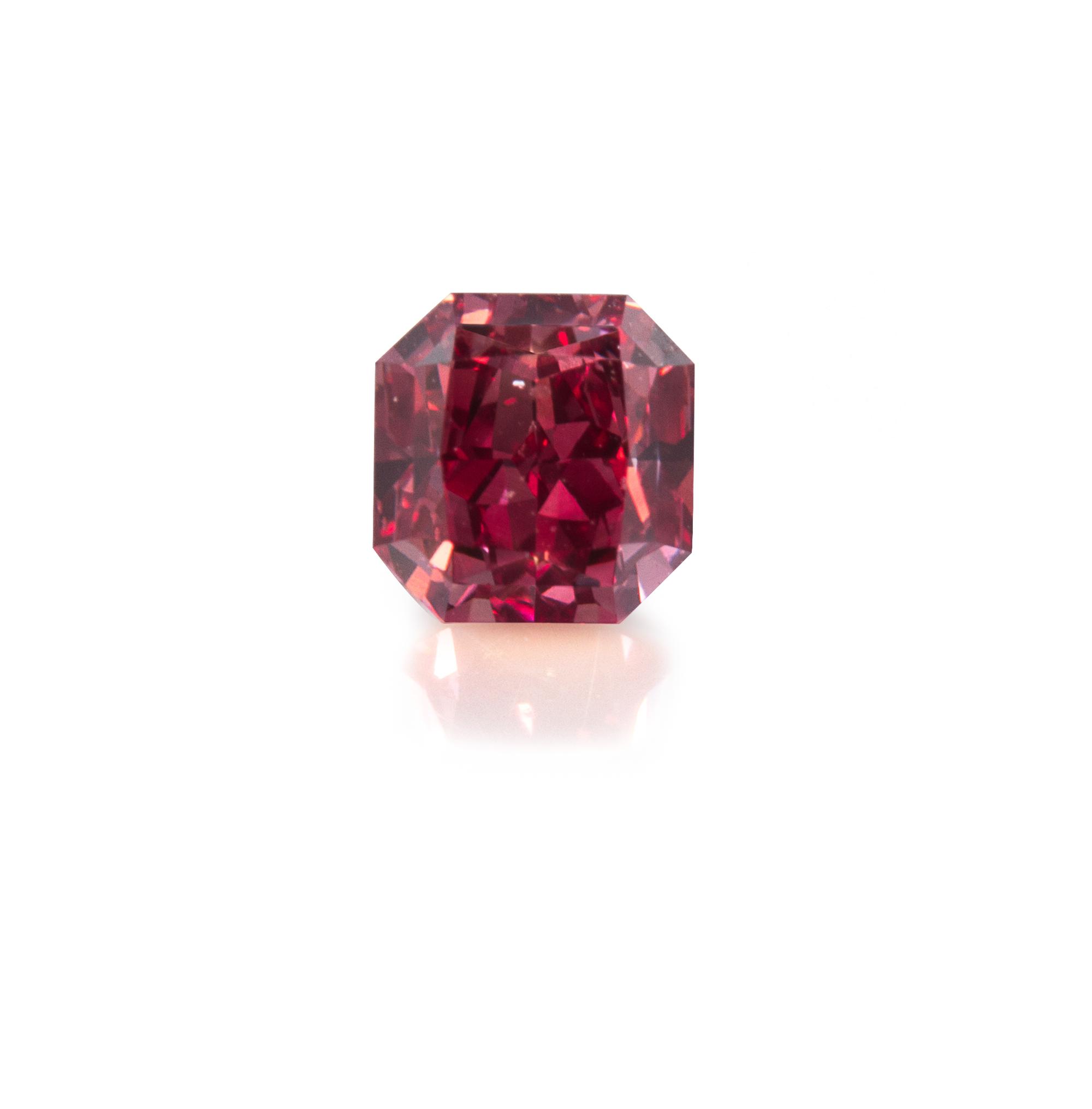 A 0.48 Carat Radiant Cut Fancy Red Diamond,