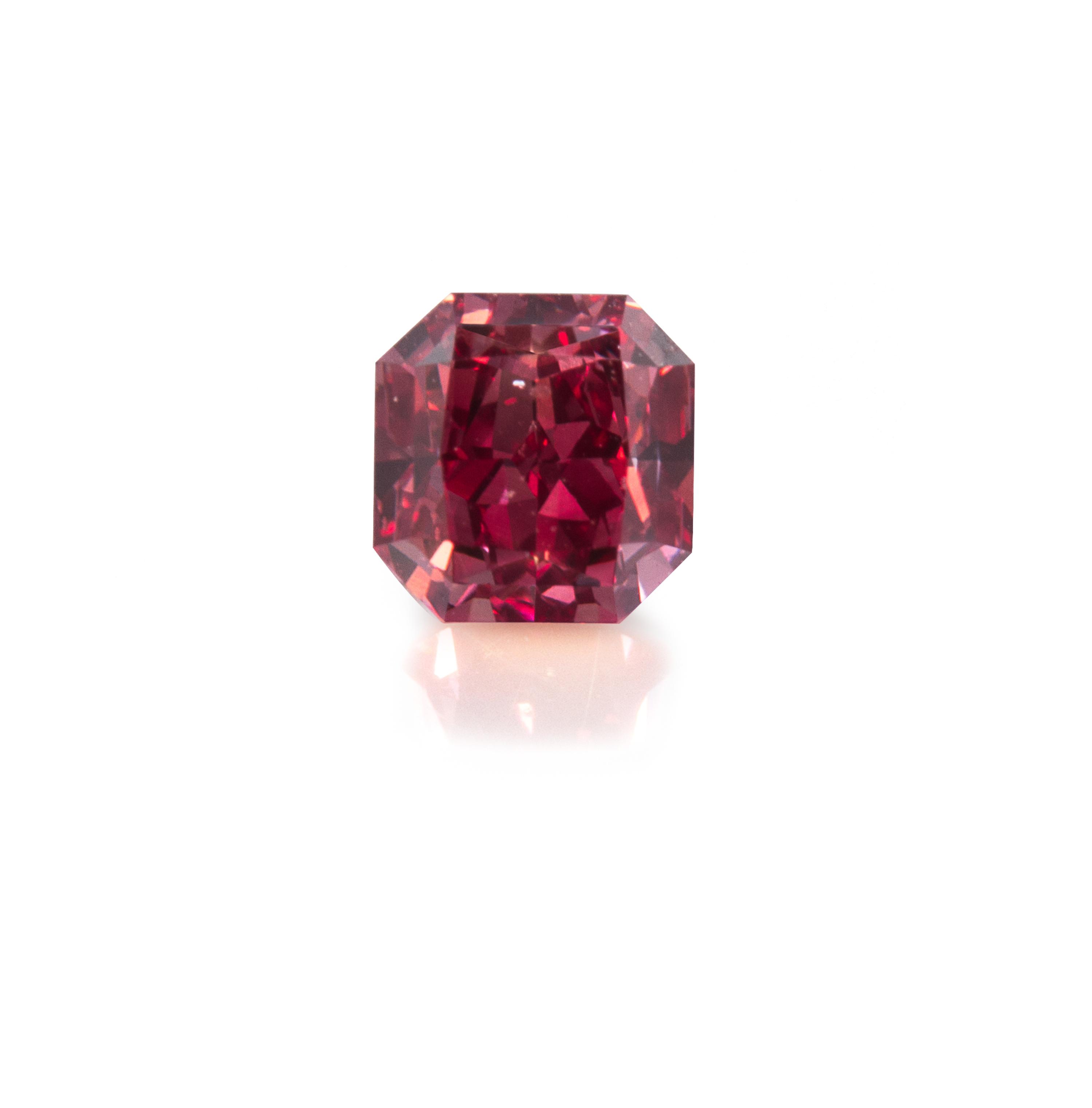 A 0.48 Carat Radiant Cut Fancy Red Diamond,