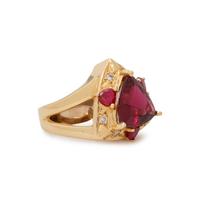 RUBELLITE TOURMALINE, RUBY AND DIAMOND RING