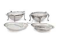 A Pair of Silver-Plate Sauce Tureens and Two Silver-Plate Warmers