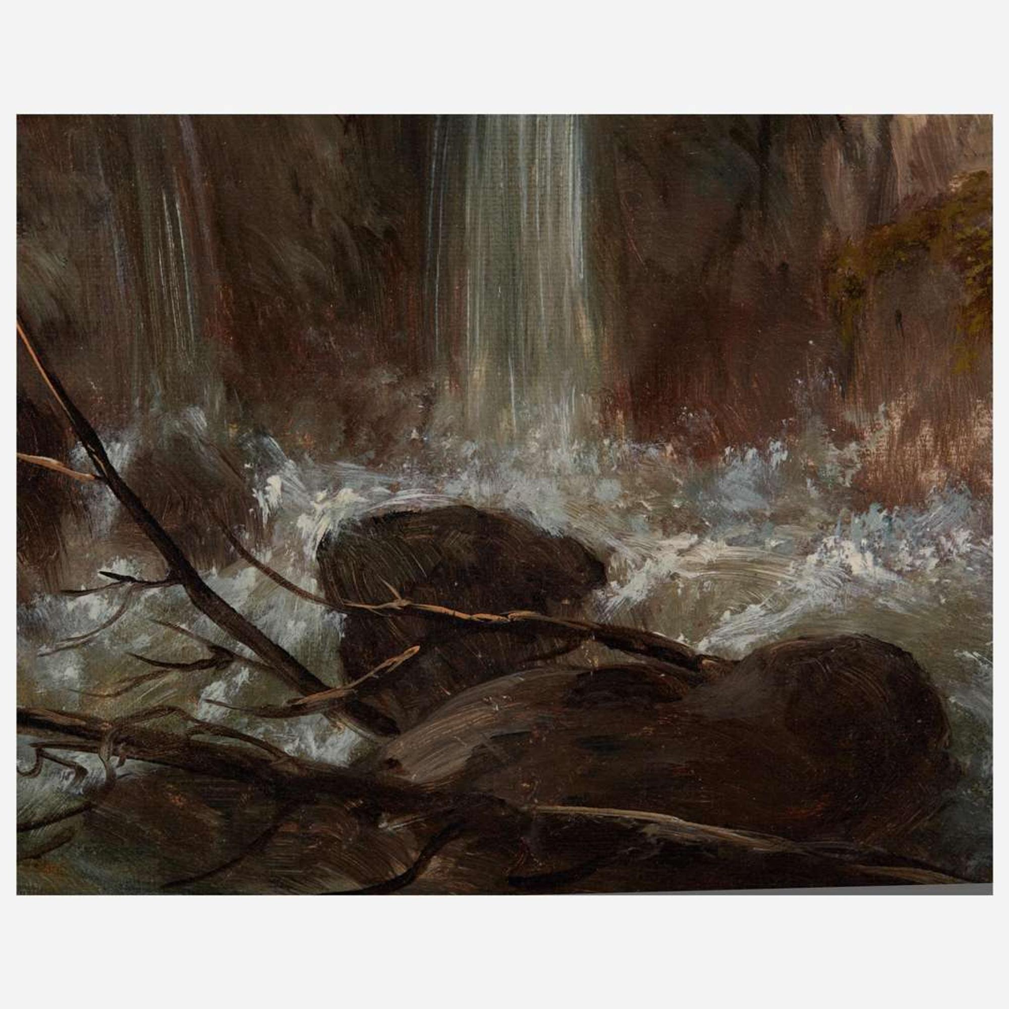 William Charles Anthony Frerichs (American, 1829 - 1905) Couple by a Waterfall