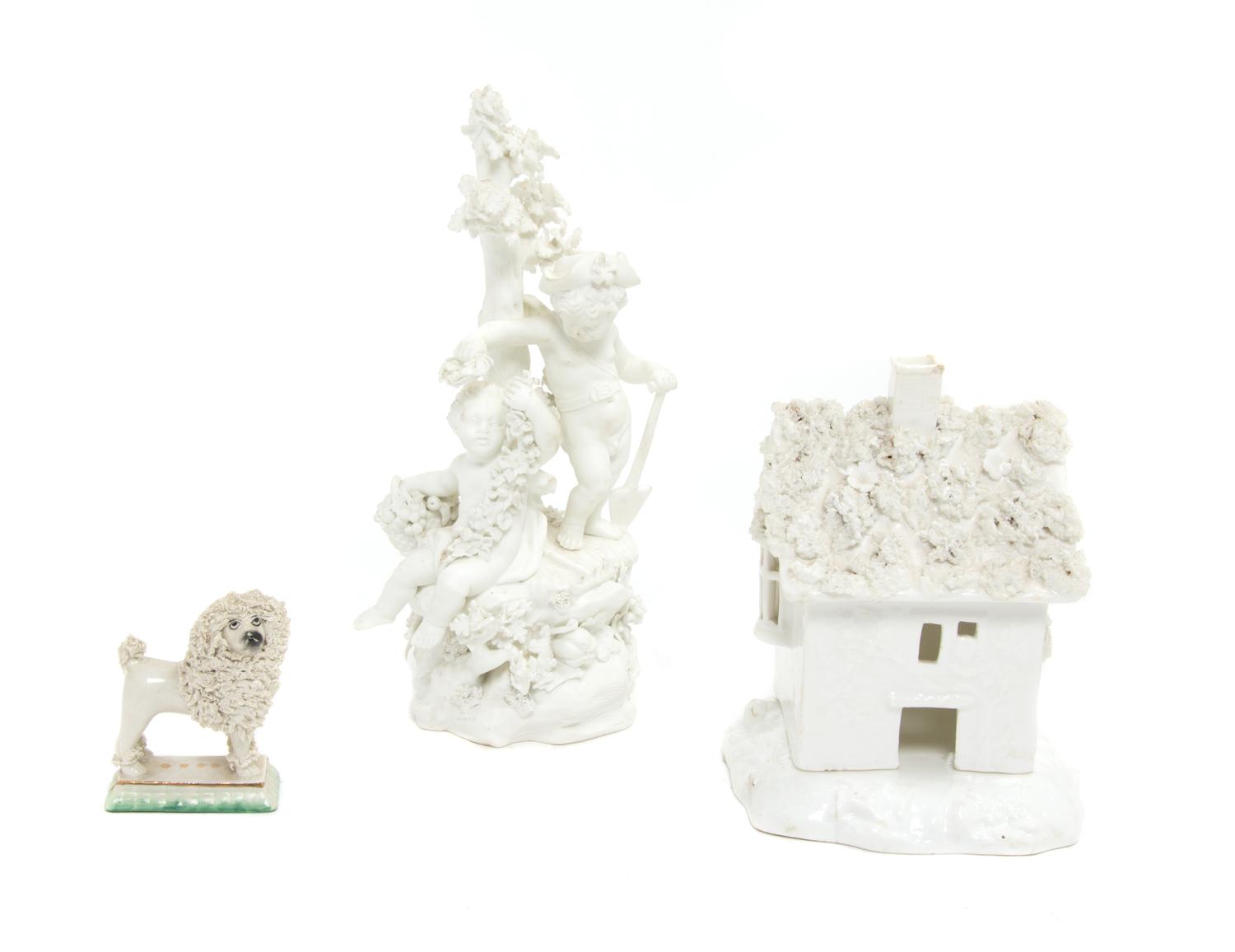 Three Miscellaneous Porcelain Pieces Height of tallest 9 inches. — 19TH CENTURY