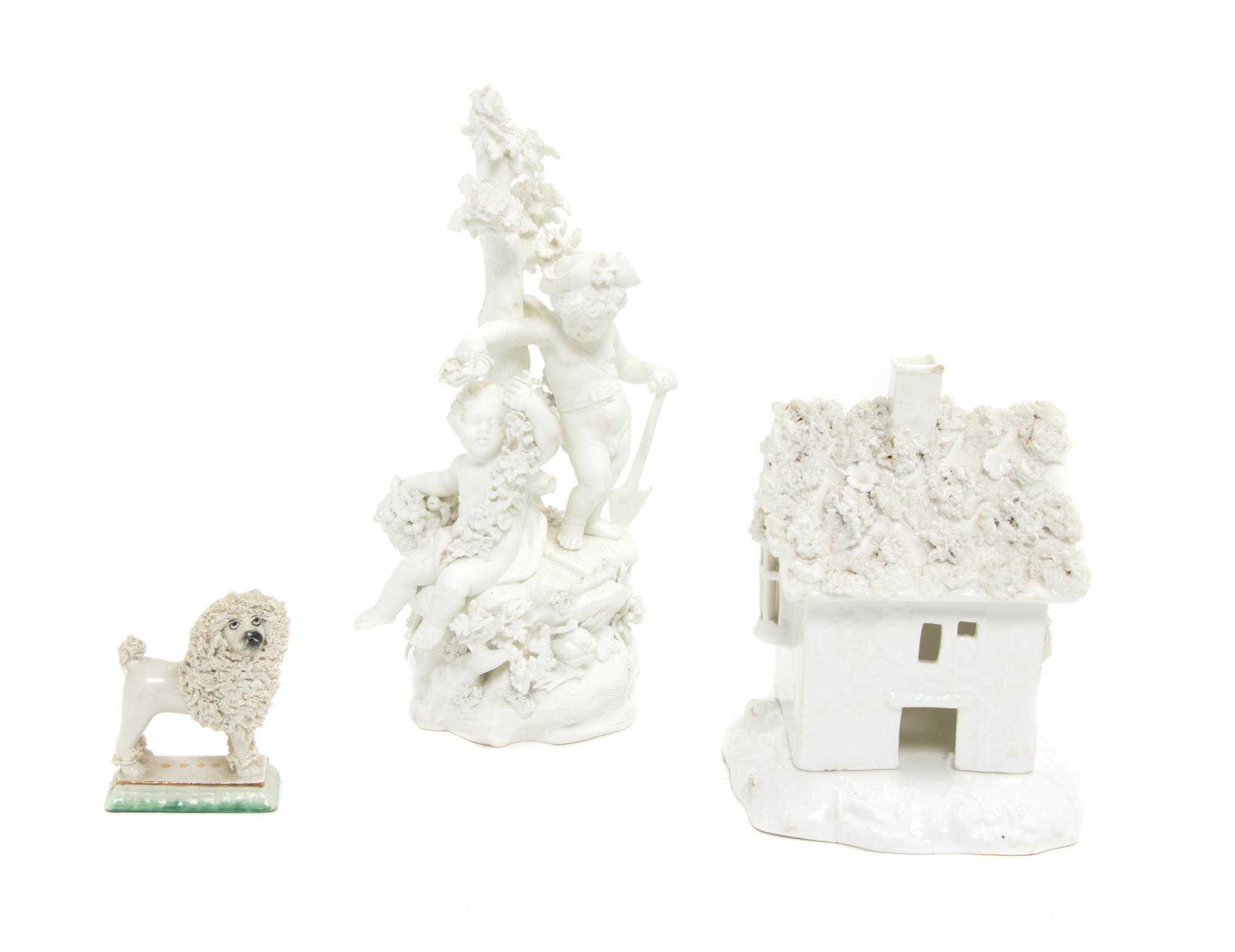 Three Miscellaneous Porcelain Pieces Height of tallest 9 inches. — 19TH CENTURY