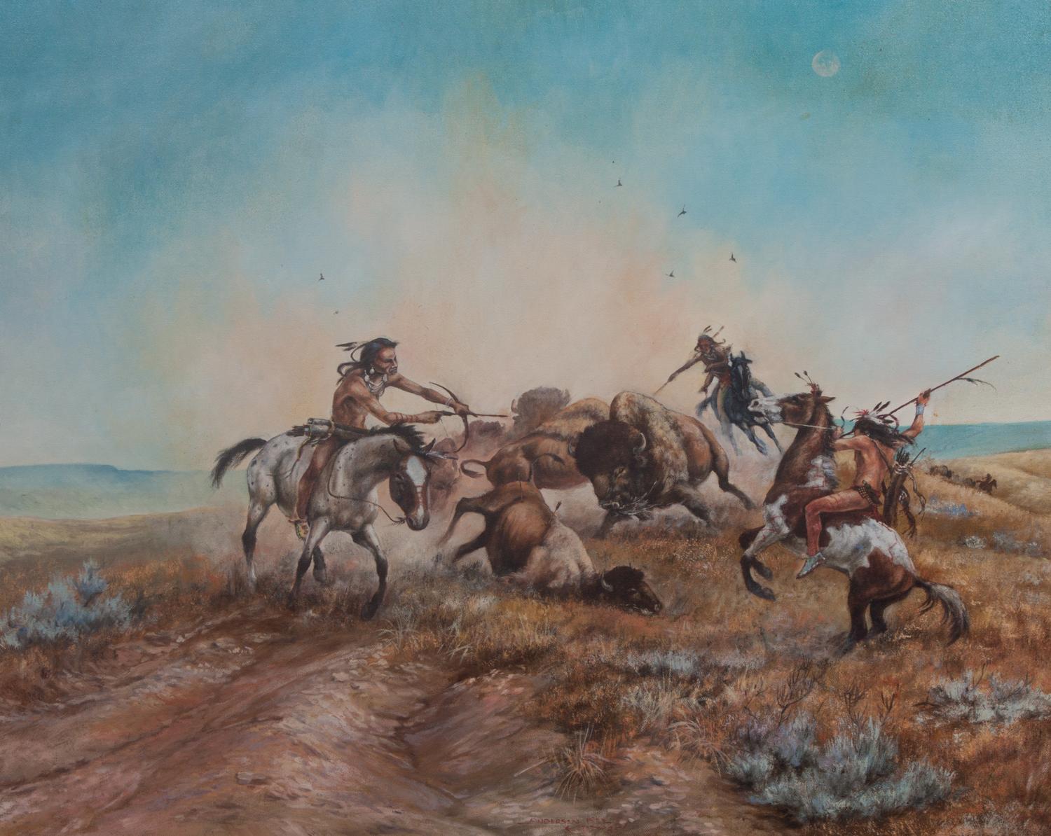 Andersen Kee, (American, b. 1959), Buffalo Hunt, 1985