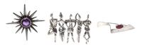 A Collection of Sterling Silver Gemstone Brooches, 30.30 dwts.